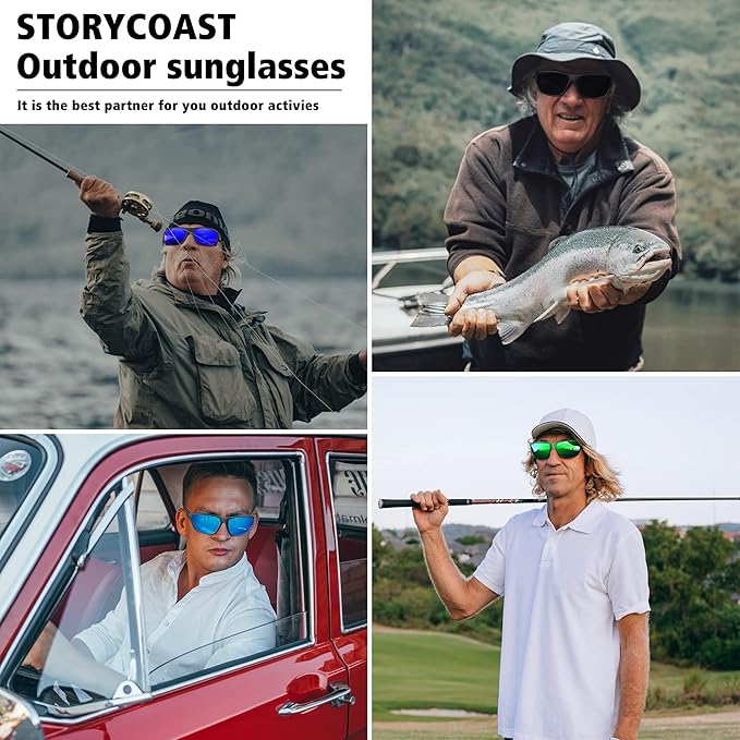 STORYCOAST Polarized Sports Sunglasses for Men Women Unbreakable Frame Cycling Fishing Driving