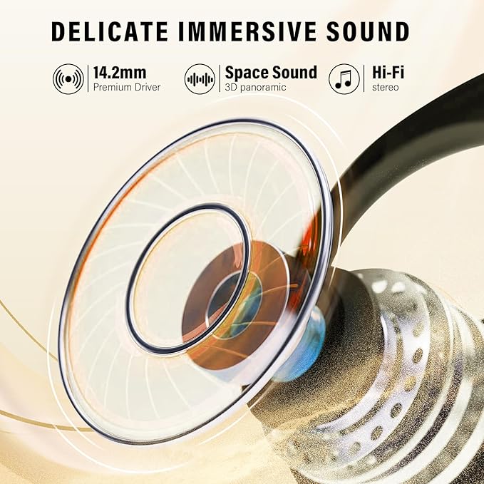 Open Ear Headphones, Bluetooth 5.4 Headphones Sports, Premium Sound with HD Mic Wireless Earbuds, 48H Playtime LED Power Display Ear Buds, IPX7 Lightweight Comfort Earphones for Running, Working