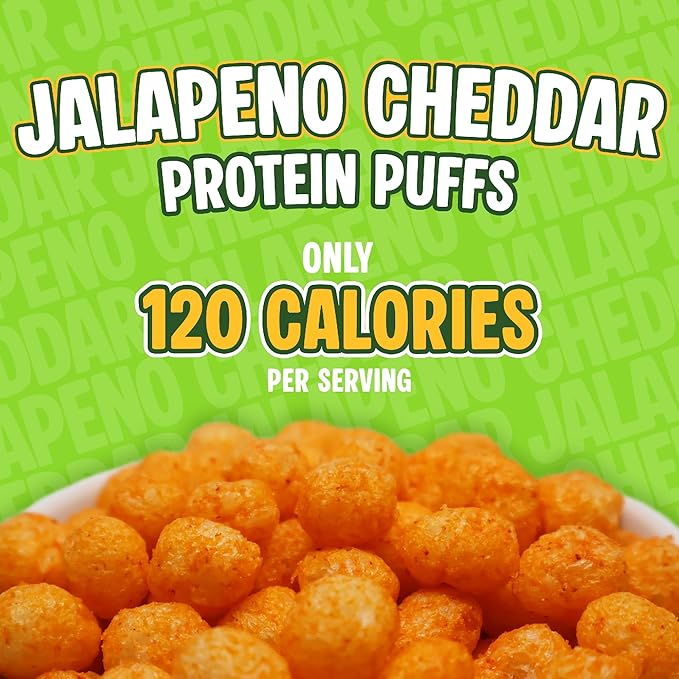 Twin Peaks Protein Puffs - (Jalapeno Cheddar), Keto Friendly, Low Carb Snack (300g, 21g Protein, 2g Net Carbs, High Protein, Healthy Crunchy Snack)