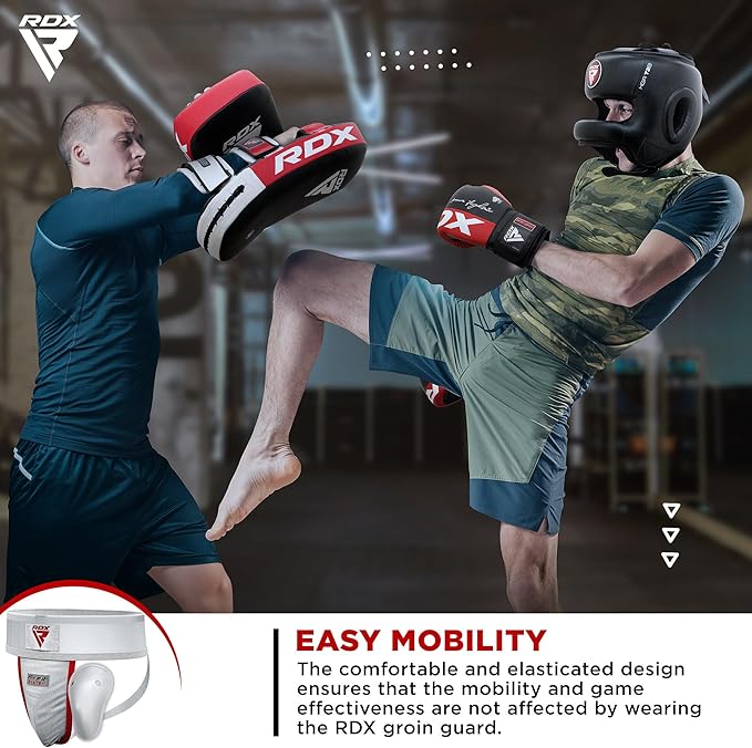 RDX Groin Protector Cup Men, Boxing Kickboxing MMA Muay Thai Sparring Groin Guard, Ventilated Adjustable,Karate Fighting Training, Underwear Jiu Jitsu BJJ Protection, Boys Youth