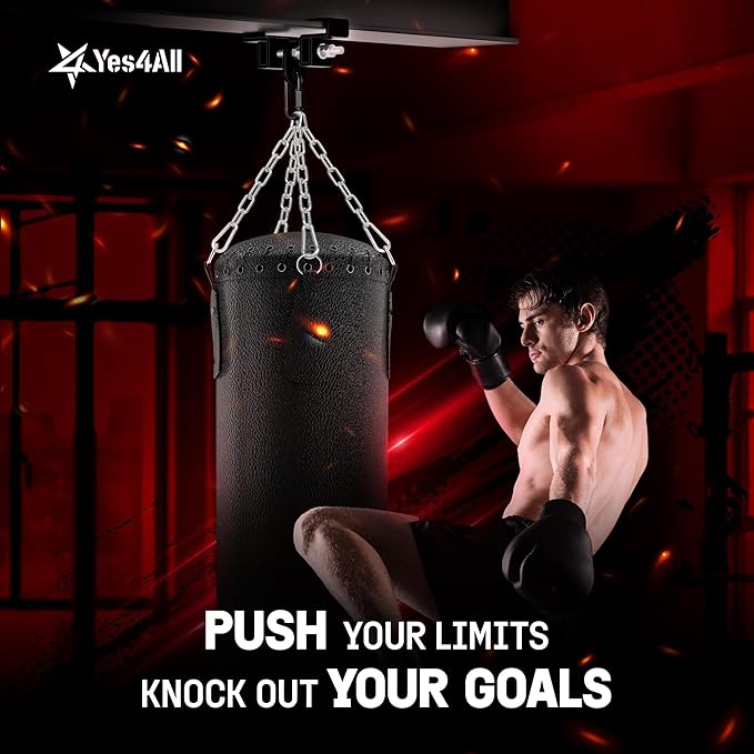 Yes4All Punching Bag Hanger, Stainless Steel Swivel Chain with 4 Snap Hooks for Heavy Bag, Gym Swing, Trapeze, and Hammock