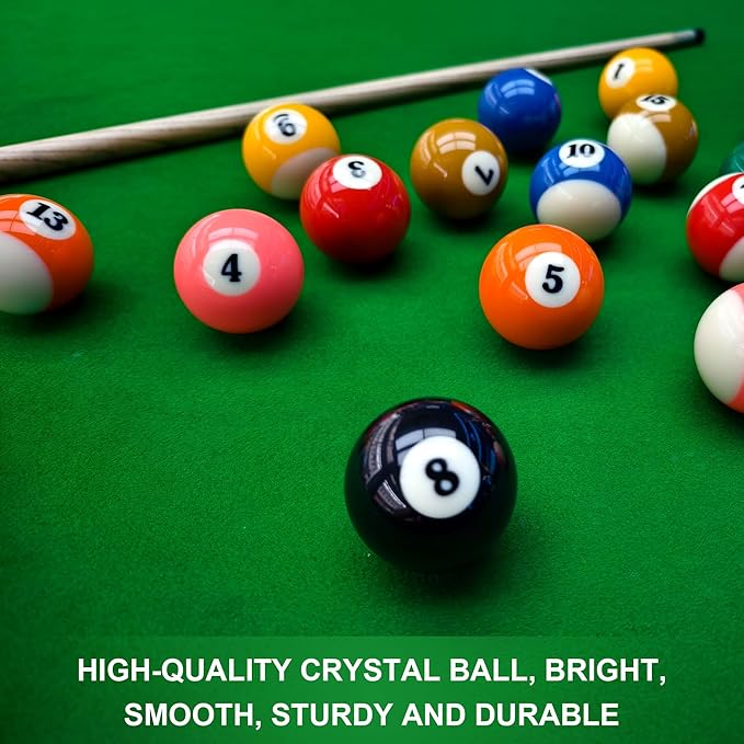 Billiard Balls Set 2-1/4" Regulation Size Pool Table Balls for Replacement (16 Resin Balls)