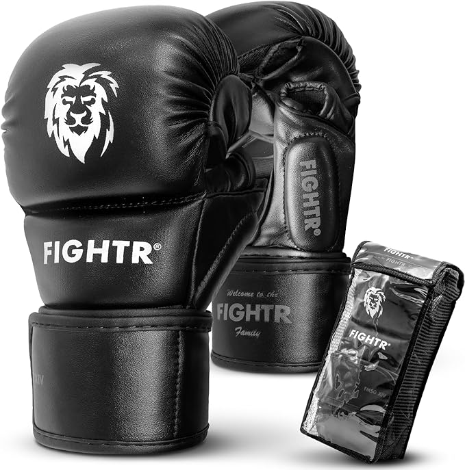 FIGHTR® MMA Sparring Gloves with Best fit for Maximum Stability | with Extra Thick Padding | for Sparring, MMA, Boxing, Kickboxing & Martial Arts | incl. Carrying Bag