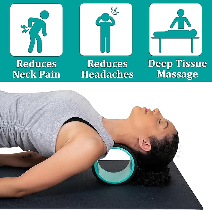 Back Roller Wheel- Foam Padded Back Stretcher Wheel with Center Spine Cradle-Back Pain & Stretching- Deep Tissue Massage Roller (Set of Four)