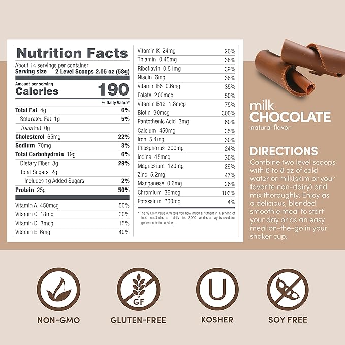 Designer Wellness, Designer Whey Protein Meal Replacement Powder, Organic Superfood Complex Carbs, Vitamins, Minerals, Gluten-Free, Milk Chocolate, 1.72 Pound