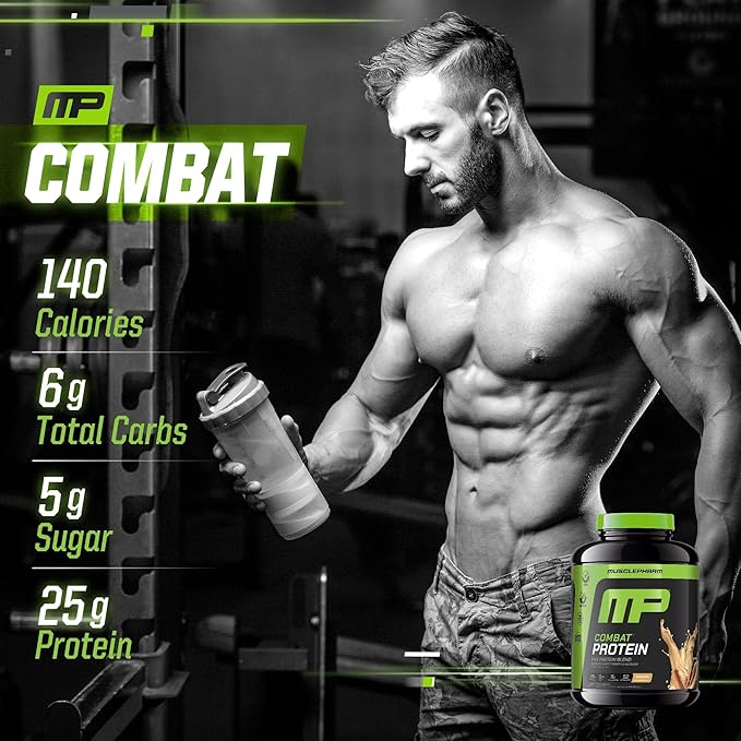 Muscle Pharm Combat Protein Powder, Horchata Flavor, Fuels Muscles for Productive Workouts, 5 Protein Sources Including Whey Protein Isolate & Egg Albumin, Gluten Free, 4 lb, 52 Servings