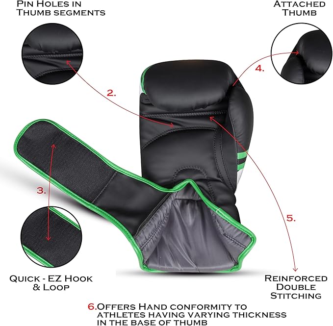 Boxing Gloves for Men & Women – Faux Leather Muay Thai, Kickboxing, MMA & Sparring Gloves – Training Heavy Bag Gloves with Secure Wrist Strap & Thumb Lock – 2 4 6 8 10 12 14 16oz