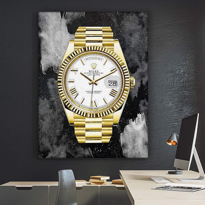SuccessHunters Luxury Gold Watch Canvas Print Office Wall Decoration Home Decor Modern Art Prints Inspiration Motivation Inspire Entrepreneur Quote Inspirational Motivational House Decal (36" x 24")