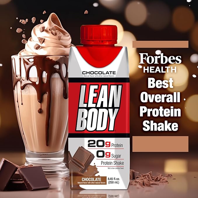 LABRADA NUTRITION - Lean Body RTD Whey Protein Shake, Convenient On-The-Go Meal Replacement Shake for Men & Women, 20 grams of Protein – Zero Sugar, Lactose & Gluten Free, Chocolate (Pack of 16)
