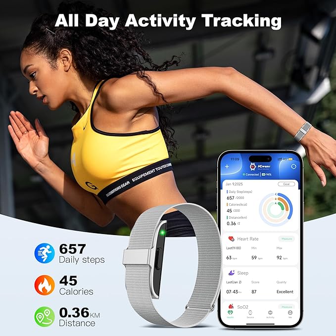 Sleep & Fitness Tracker Wristband for Women Men | 24/7 Heart Rate, Blood Oxygen & Stress Monitor | Step & Calorie Counter | IP68 Waterproof Activity Tracker, No Subscription Fee (Gray)