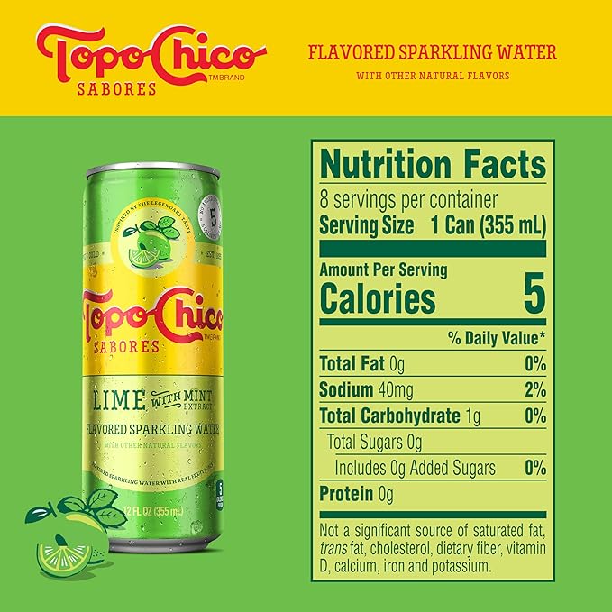 Topo Chico Sabores Lime with Mint Extract 12oz 8pk
