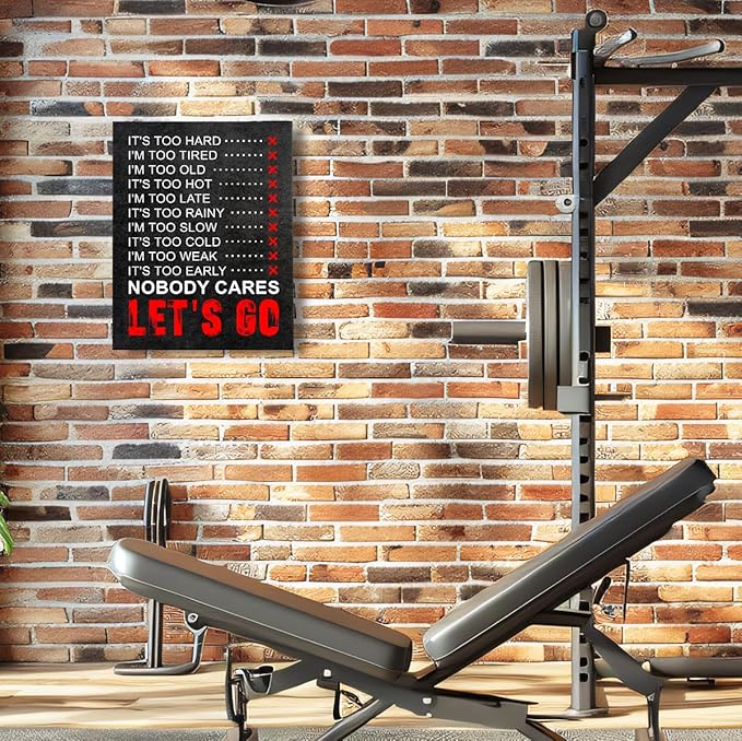 OTINGQD Inspirational Gym Wall Decor,Fitness Quotes Wall Art,Nobody Cares Let's Go Canvas Wall Decor for Home Gym