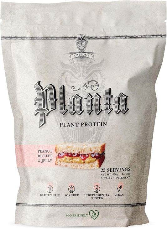 Ambrosia Planta - Premium Organic Plant-Based Protein (Peanut Butter & Jelly)