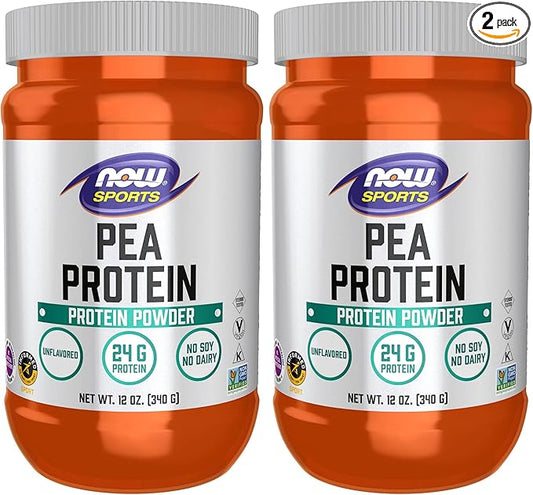 NOW Sports Nutrition, Pea Protein 24 g, Easily Digested, Unflavored Powder, 12-Ounce (Pack of 2)