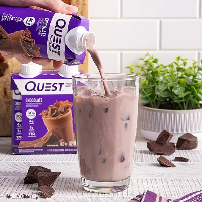 Quest Nutrition Ready To Drink Chocolate Protein Shake, 30g Protein, 4g Net Carbs, Gluten Free, Keto Friendly, 11 fl oz - Pack of 12