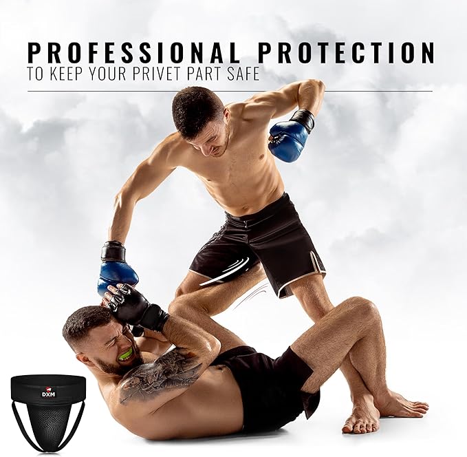 DXM SPORTS Boxing Groin Protector Men – Adjustable Groin Guard for Kickboxing, Taekwondo Sparring Gear, Muay Thai, Martial Arts Training