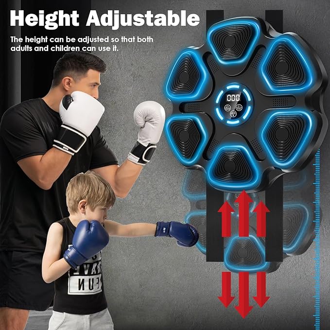 Music Boxing Machine, Large Size Music Punching Machine for Adults Kids, Interactive Boxing Target Wall Mounted with Gloves, Gift for Men
