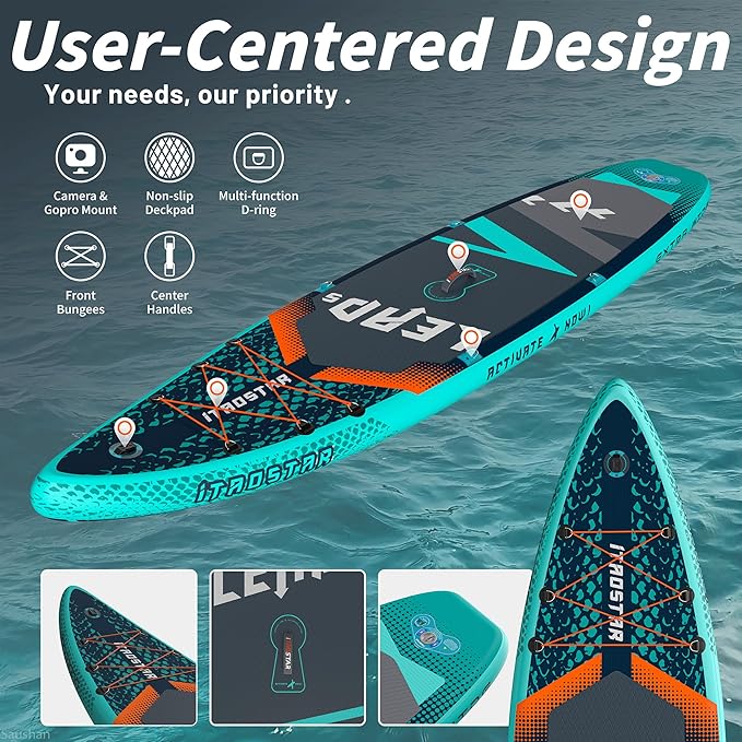 Lead 11‘ x 33" / 12’×35" Inflatable Stand Up Paddle Board - Premium SUP Board Kit - Ultra Stable Paddleboard for Adults & Youth - All Skill Levels - for Lakes, Oceans