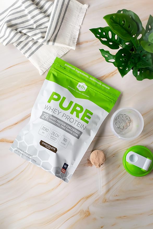 SFH Pure Whey Protein Powder (Chocolate) Best Tasting Grass Fed Whey | All Natural | Non-GMO, No Artificials, Soy Free, Gluten Free | (Chocolate, 31.6 Ounce (Pack of 1)