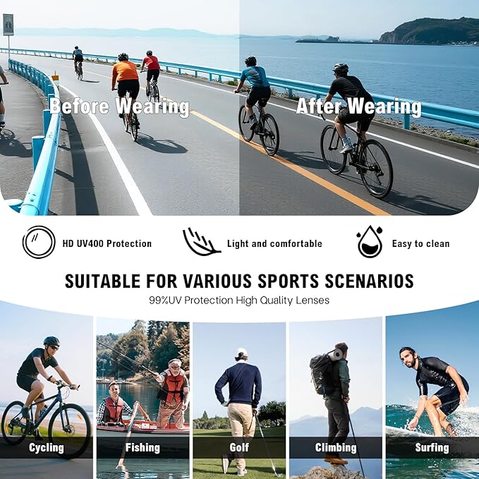 MALIDAK Sports Sunglasses for Mens Women Youth Baseball Sunglasses UV400 Protection Men Cycling Glasses