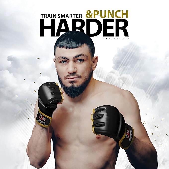 DXM SPORTS MMA Gloves for Men & Women, Martial Arts Bag Gloves, Kickboxing Gloves with Open Palms, Boxing Gloves for Punching Bag, Sparring, Muay Thai, MMA