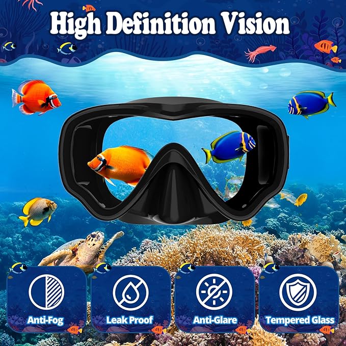 U PHITNIS Kids Snorkel Set for Age 4-14 - Dry Top Snorkeling Gear for Kids Junior & Youth - Childs Diving Mask with Big Eyes for Boys Girls - Anti-Fog Snorkeling Mask and Snorkel Set