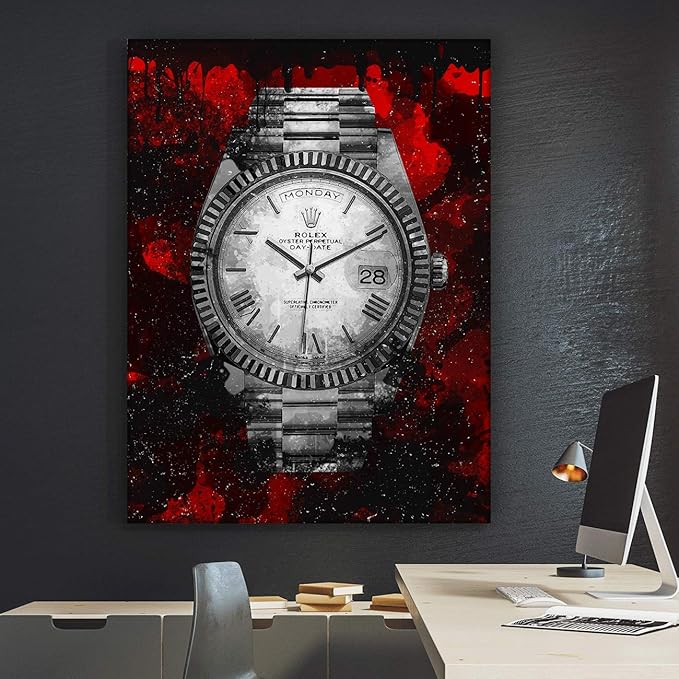 Luxury Watch Canvas Print Office Wall Decor Modern Art Pop Culture Decoration Inspiration Clock Timer Prints Framed Arts Walls Furniture (8 x 8 in)