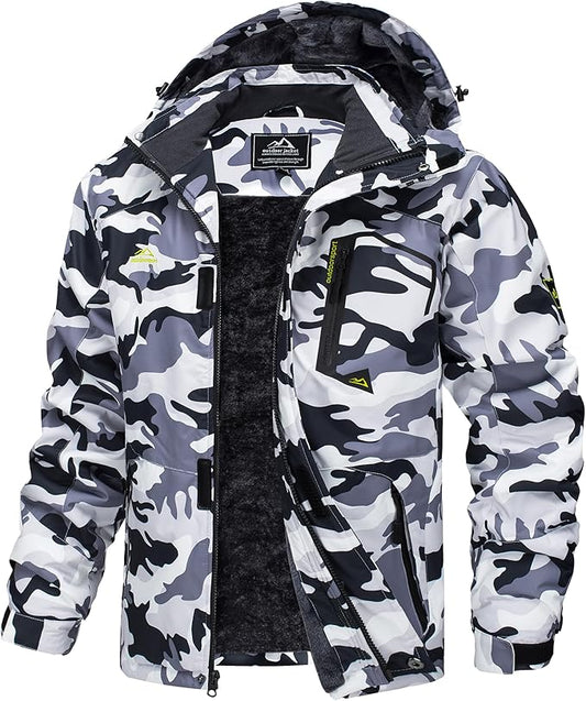 MAGCOMSEN Men's Winter Coats Water Resistant Ski Snow Jacket Warm Fleece Jacket Parka Raincoats With Multi-Pockets