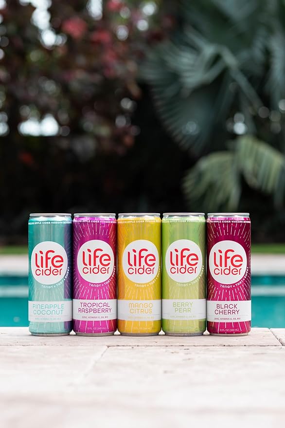 Life Cider | 6 Pack (12 Fl Oz) | Variety Pack | Sparkling Apple Cider Vinegar Beverage | Low Calorie & Low Carb Drinks | Vitamin C, D3, Zinc, B12