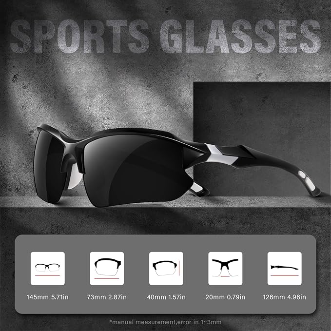 Sports Polarized Sunglasses for Men Cycling Running Fishing UV Protection Sun Glasses Lightweight Half Frame Goggles