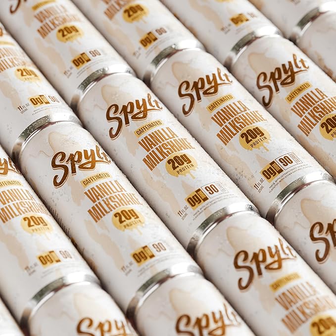 High Protein Vanilla Milkshake with 60mg Caffeine & 20g Protein - 90 Calories, Ready to Drink, Sugar Free, Lactose Free Milk, Perfect for Workout Recovery & Afternoon Pick Me Up - 12 Count