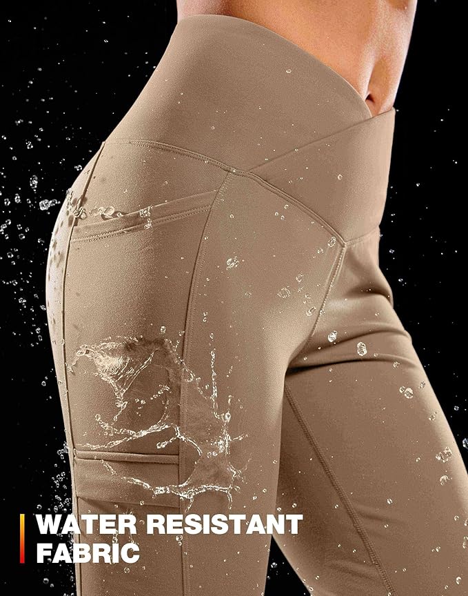 G Gradual Women's Fleece Lined Pants Water Resistant Winter Thermal Flare Leggings Hiking Snow Pants for Women 4 Pockets