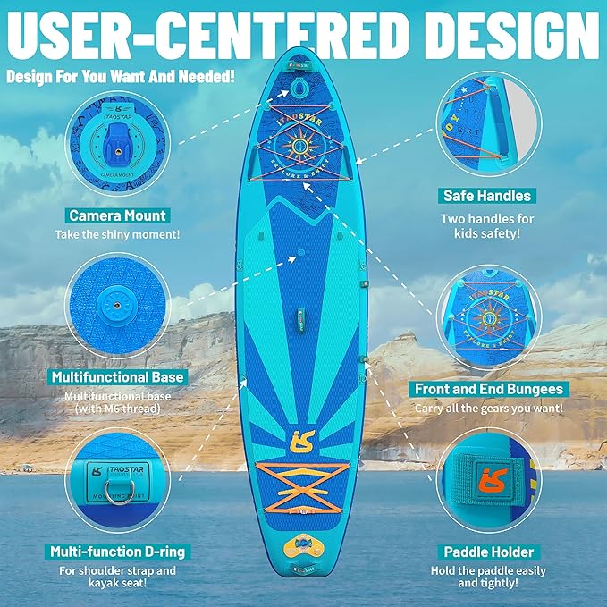 Journey 11'6" / 11'×34" / 11'×35" Extra Wide Paddle Board, One-Stop Premium SUP Board Accessories, Tailored Fins, Stable Inflatable Stand Up Paddle Boards for Youth/Adults of All Skill Levels