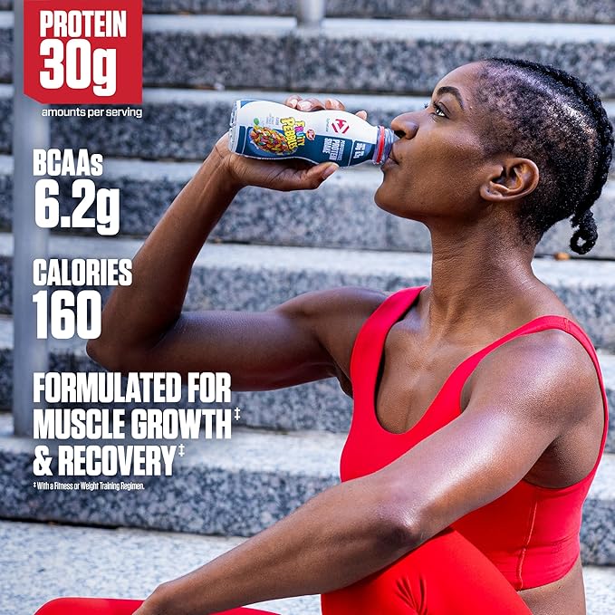 Dymatize Performance Protein Shake, Fruity Pebbles, 30g of Protein, 6.2g BCAA for Muscle Recovery, No Added Sugar, Low Fat, 24 Vitamins and Minerals, Gluten-Free, Ready to Drink, On-the-Go Snack, 11.5fl oz, 12 pack