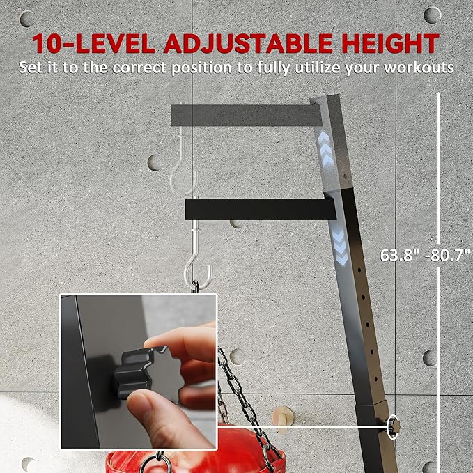 Soozier Foldable Punch Bag Stand, Height Adjustable Heavy Bag Stand with Weighted Base, Free Standing for Home Gym, Stand Only