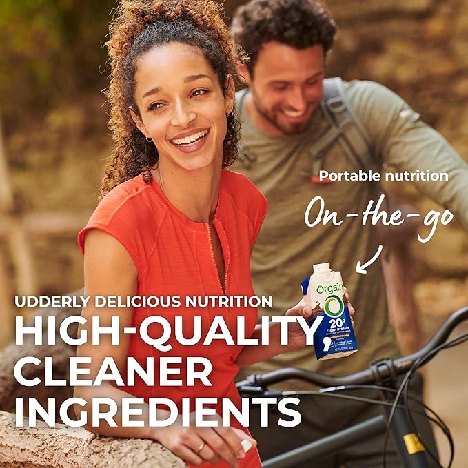 Orgain Clean Protein Shake, Grass Fed Dairy, Creamy Chocolate Fudge - 20g Whey High Protein, Kosher, Ready to Drink, Low Net Carbs, Gluten Free, No Soy Ingredients, 11 Fl Oz (Pack of 4)