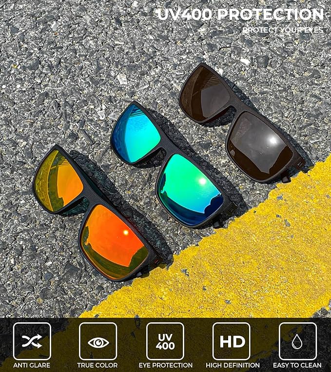 KALIYADI Polarized Sunglasses for Men, Lightweight Sun Glasses with UV Protection for Driving Fishing Golf