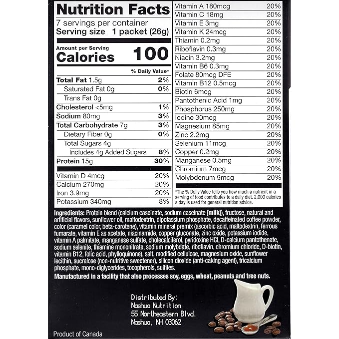 Proti-Thin High Protein Caramel Cafe Latte Shake Mix, Aspartame-Free, Gluten-Free, 1 Pack of 7 Servings