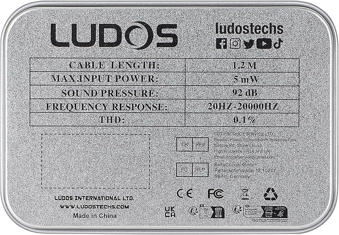 LUDOS Clamor Wired Earbuds in-Ear Headphones, 5 Years Warranty, Earphones with Microphone, Noise Isolating Ear Buds, Memory Foam for iPhone, Samsung, School Students, Kids, Women, Small Ears - Grey