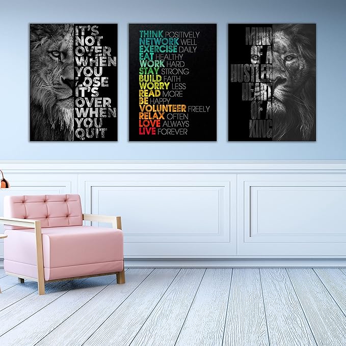 Motivational Canvas Painting Wall Art Execution Grind Hustle Inspirational Wall Art Success Entrepreneur Poster Positive Quotes Wall Poster Framed for Home Office Wall Decor[48''Wx 24''H]