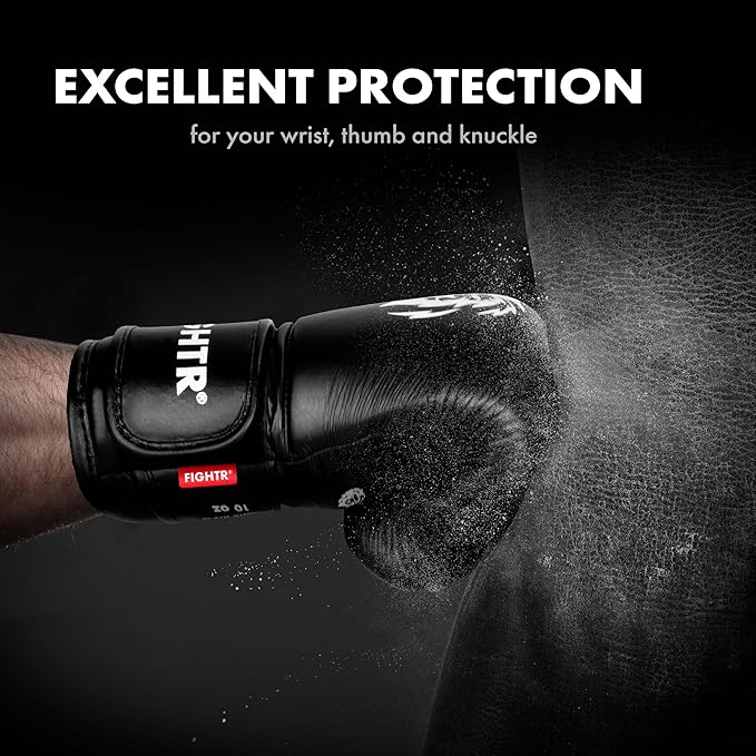 FIGHTR® Pro Boxing Gloves Made of Genuine Leather | Men and Women | for Boxing, MMA, Muay Thai, Kickboxing & Martial Arts 10 12 14 16 oz | incl. Carrying Bag