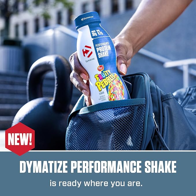 Dymatize Performance Protein Shake, Fruity Pebbles, 30g of Protein, 6.2g BCAA for Muscle Recovery, No Added Sugar, Low Fat, 24 Vitamins and Minerals, Gluten-Free, Ready to Drink, On-the-Go Snack, 11.5fl oz, 12 pack