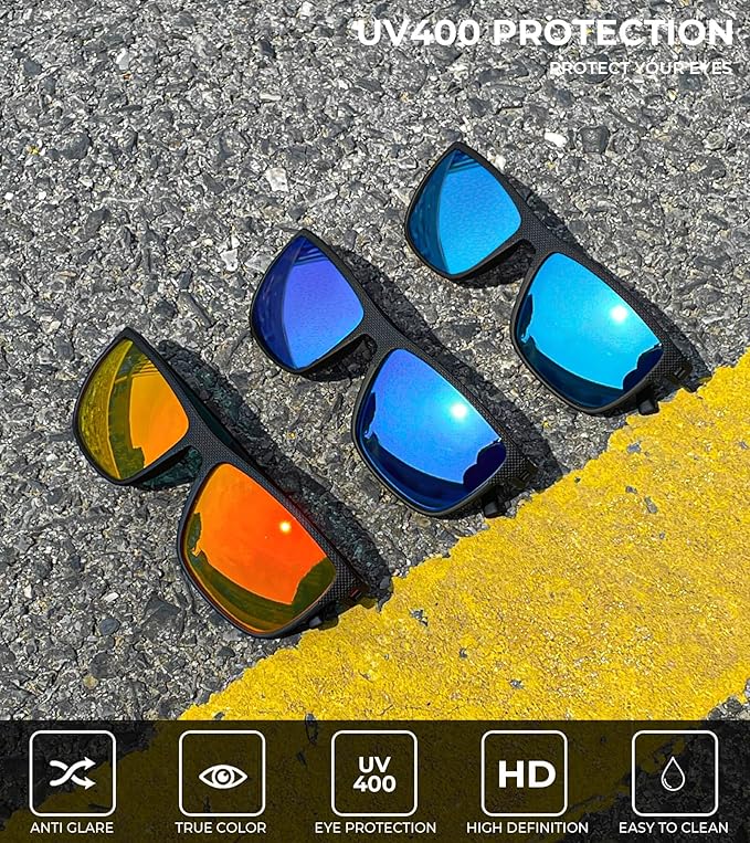 KALIYADI Polarized Sunglasses for Men, Lightweight Sun Glasses with UV Protection for Driving Fishing Golf