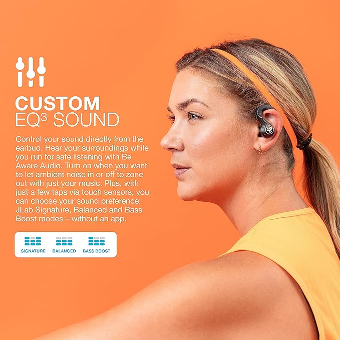 JLab Epic Air Sport ANC Gen 2 True Wireless Bluetooth Earbuds, Headphones for Working Out, IP66 Sweatproof, 15-Hour Battery Life +55-Hour Charging Case, Music Controls, 3 EQ Sound Settings