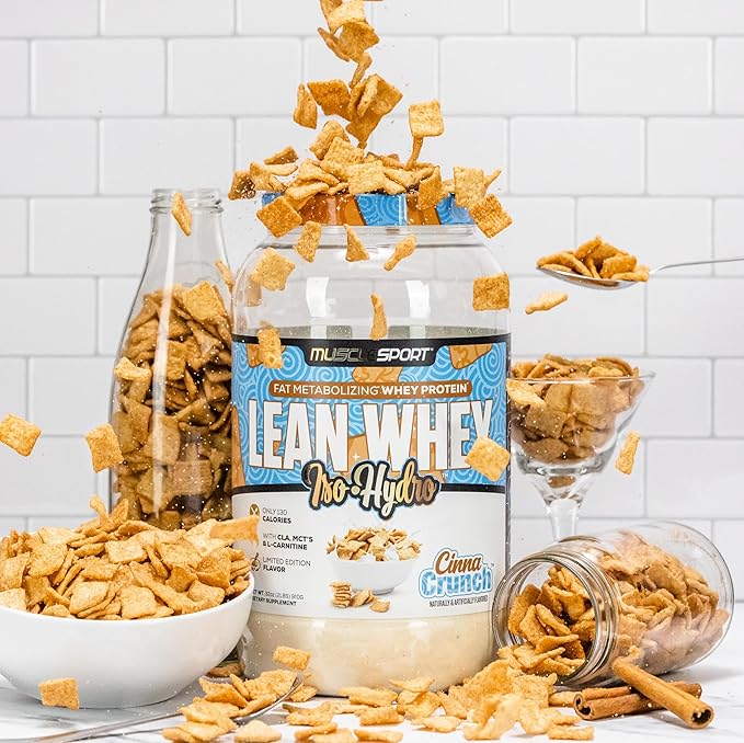 Musclesport Lean Whey Revolution™ Protein Powder - Whey Protein Isolate - Low Calorie, Low Carb, Low Fat, Incredible Flavors - 25g Protein per Scoop - 2lb Cinna Crunch