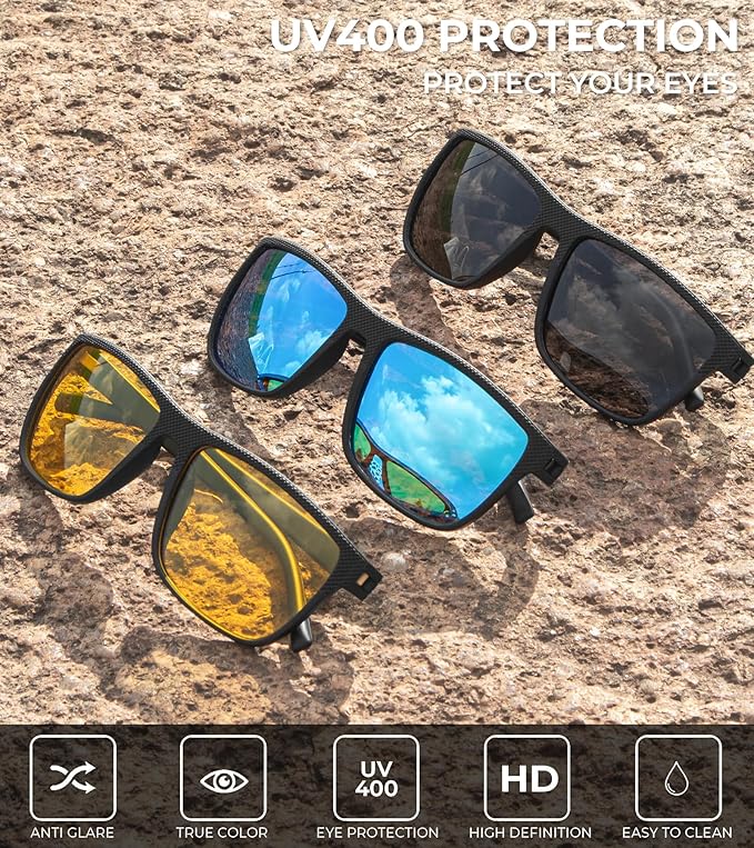 KALIYADI Polarized Sunglasses for Men, Lightweight Sun Glasses with UV Protection for Driving Fishing Golf