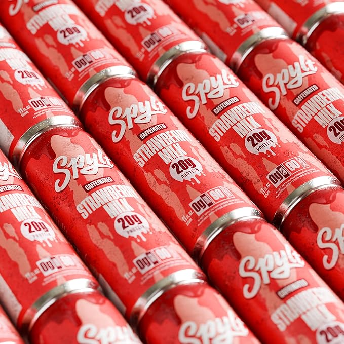 High Protein Strawberry Milk with 60mg Caffeine & 20g Protein - 90 Calories, Ready to Drink, Sugar Free, Lactose Free Milk, Perfect for Workout Recovery & Afternoon Pick Me Up - 12 Count