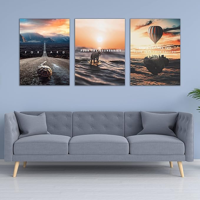 Motivational Wall Decor Poster Inspirational Wall Art 3 Pieces Canvas Wall Painting Artwork for Living Room Bedroom Office Home Decor Prints Pictures Wall Decor Framed Ready to Hang 36''Wx 16''H