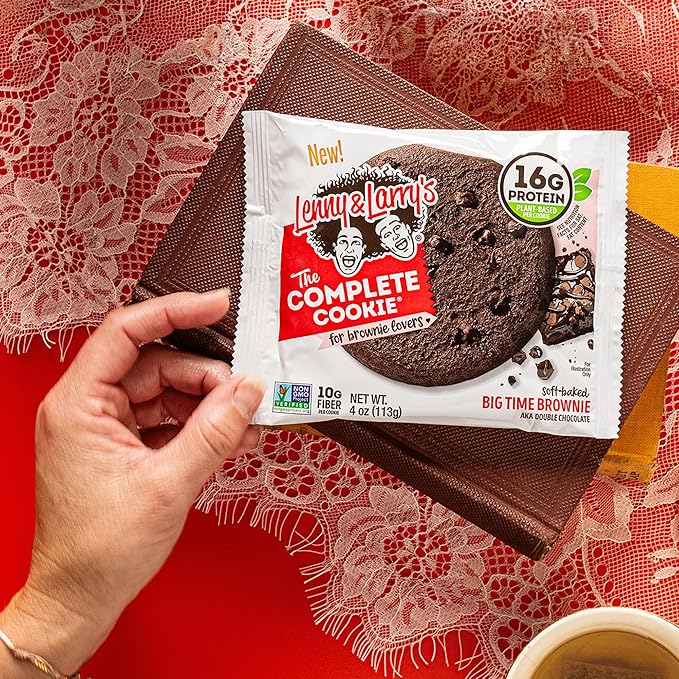 Lenny & Larry's The Complete Cookie, Big Time Brownie, Soft Baked, 16g Plant Protein, Vegan, Non-GMO, 4 Ounce Cookie (Pack of 12)